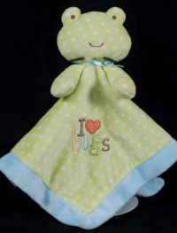 Carters Just One Year JOY Frog I Love Hugs Plush Lovey Rattle Blankie